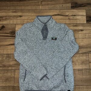 LL Bean Sweater Fleece Pullover Misses 1/4 Snap Heather Gray Size Medium Reg